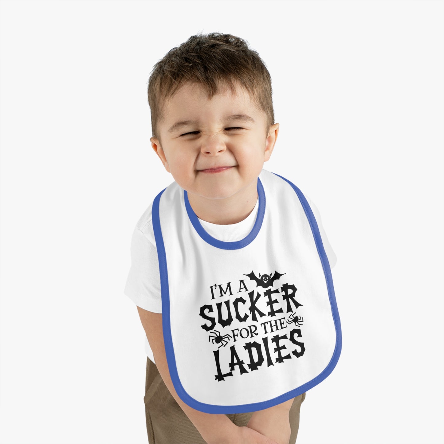 I'm a Sucker For The Ladies Baby Contrast Trim Jersey Bib