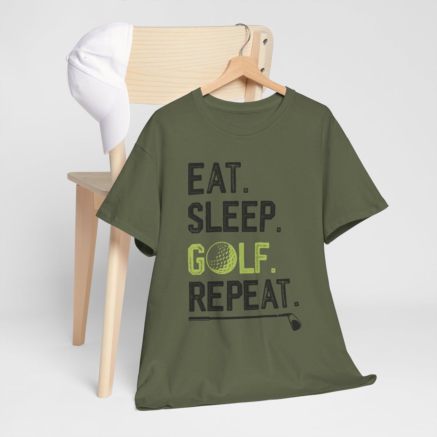 Eat Sleep Golf Repeat Unisex Heavy Cotton Tee - Perfect for Golf Lovers