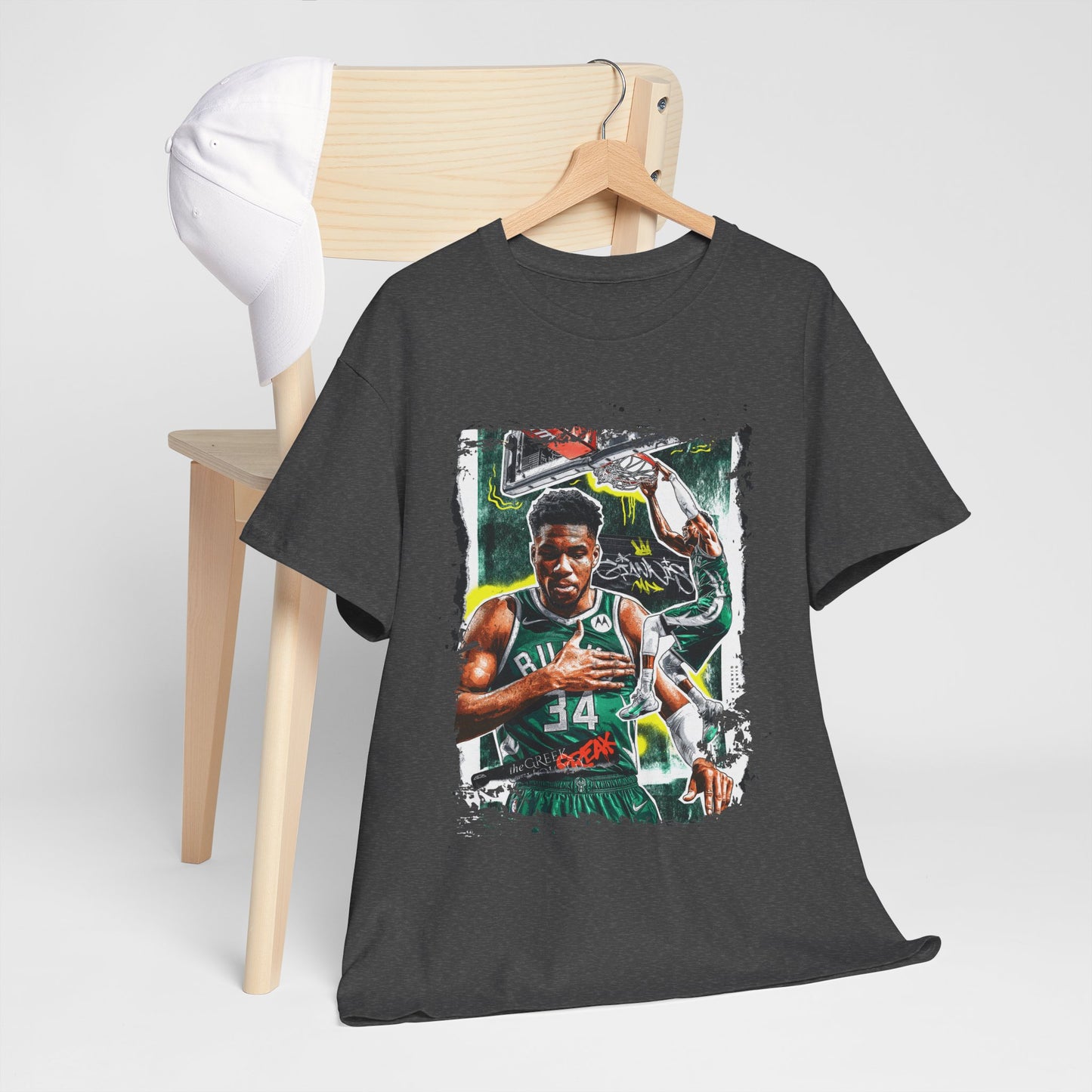 Greek Freak Unisex Heavy Cotton Tee - Basketball Hero Graphic T-Shirt