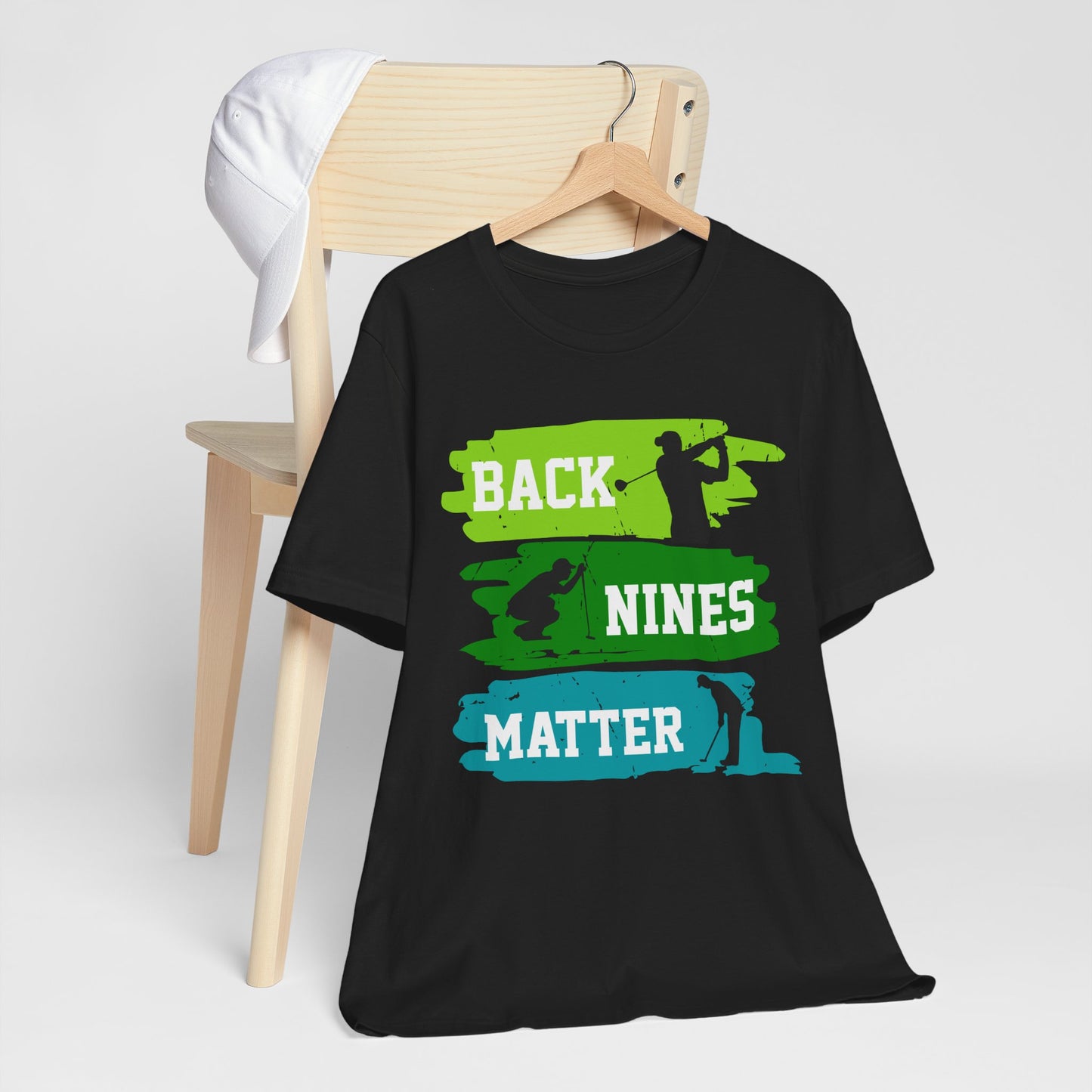 Back Nines Matter, Golf Tee, Sports Shirt, Gift for Golfers, Green and Blue Design, Casual Wear Unisex Jersey Short Sleeve Tee