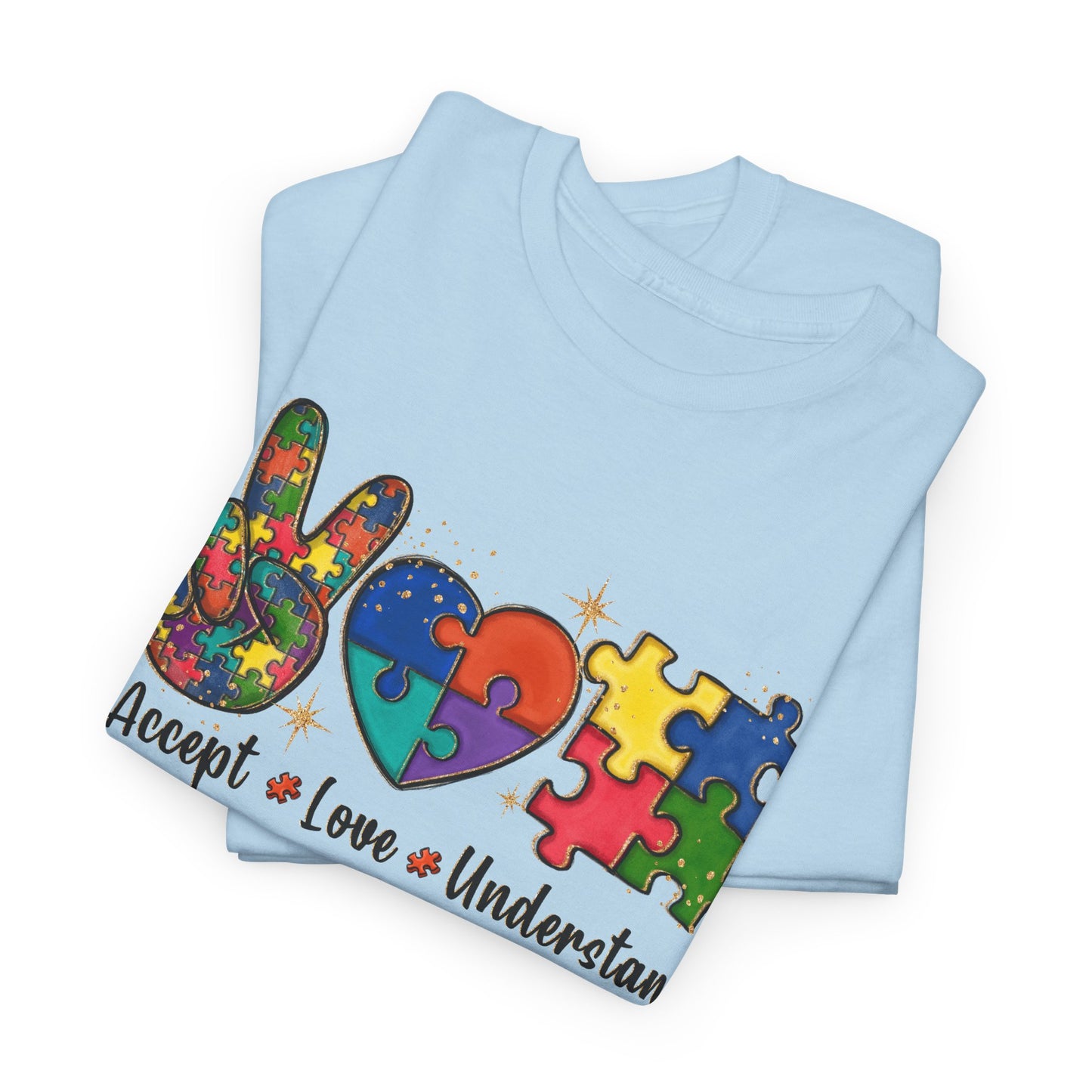 Accept Love Understand Puzzle Design Unisex Heavy Cotton Tee
