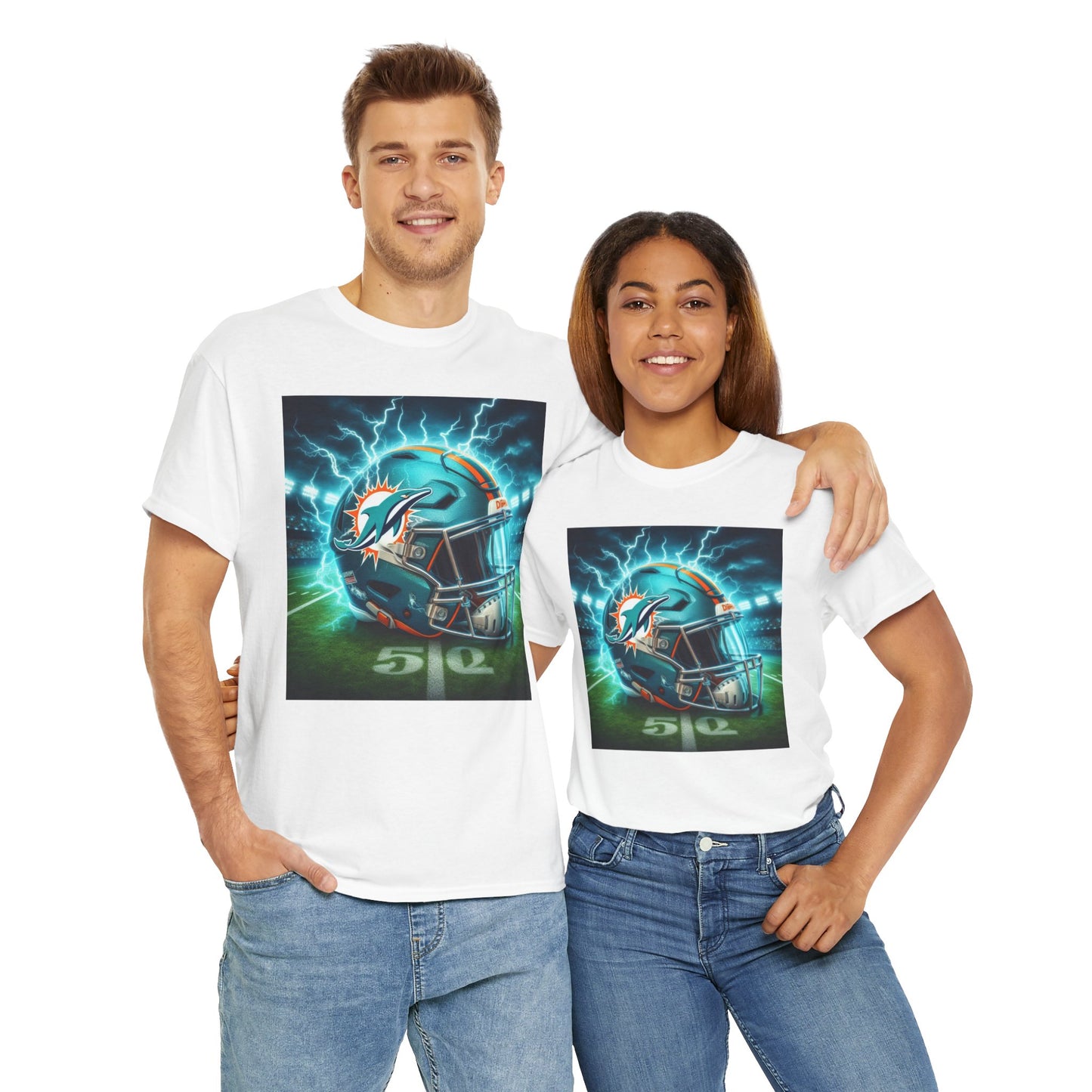 Miami Dolphins Stadium Helmet Unisex Heavy Cotton Tee