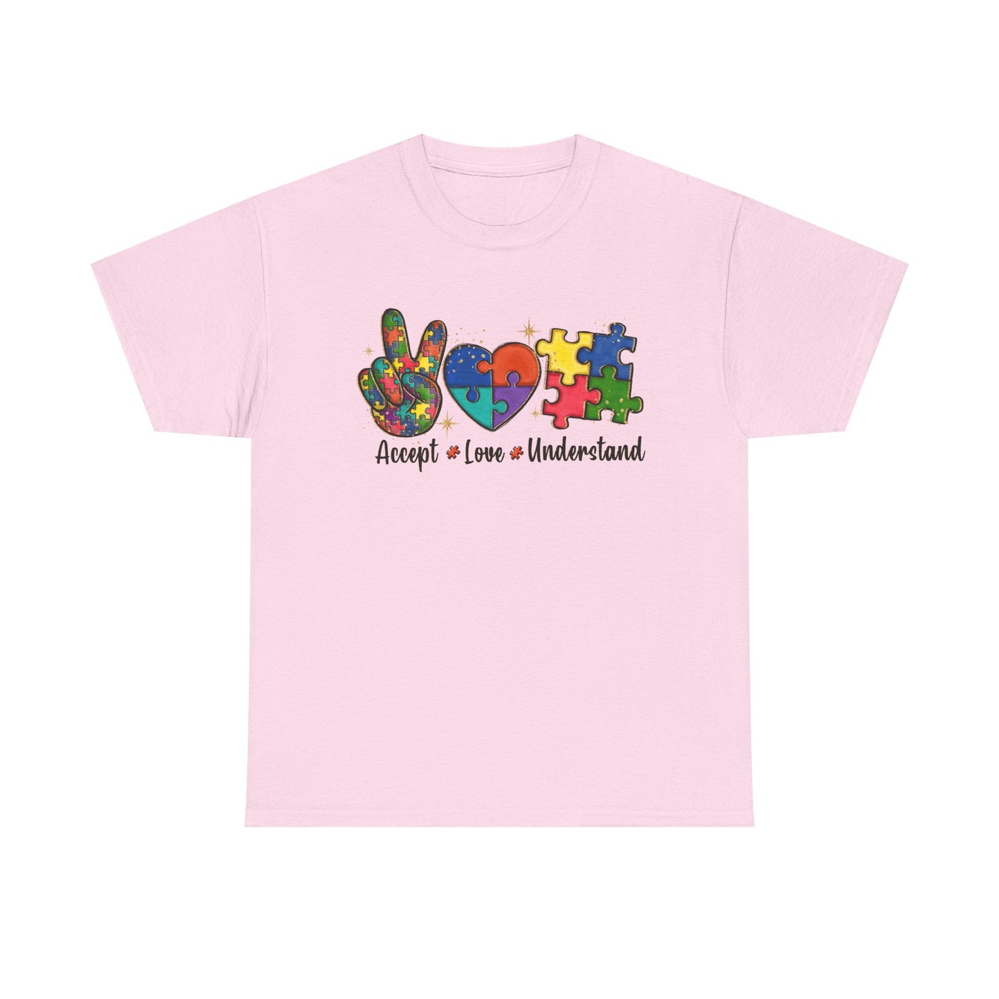 Accept Love Understand Puzzle Design Unisex Heavy Cotton Tee
