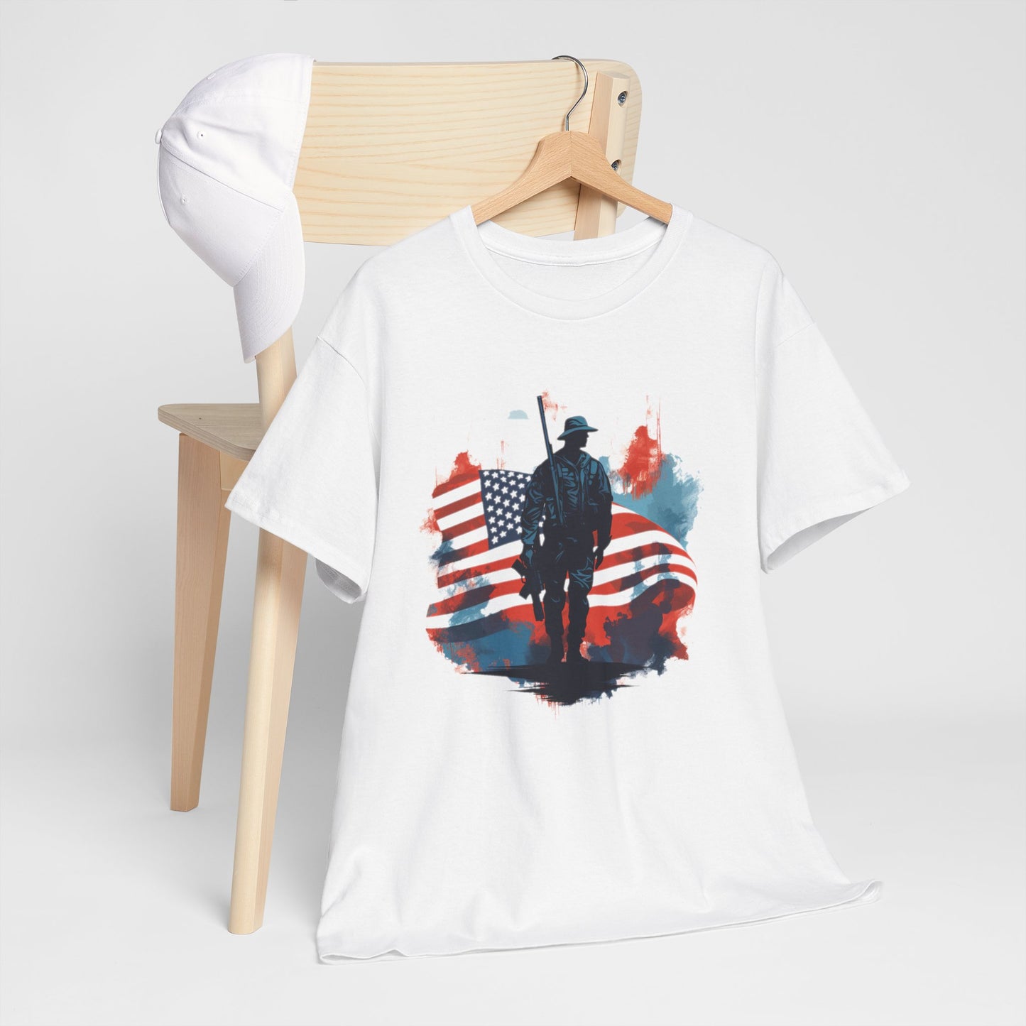 Patriotic Unisex Heavy Cotton Tee - Veteran Salute Design