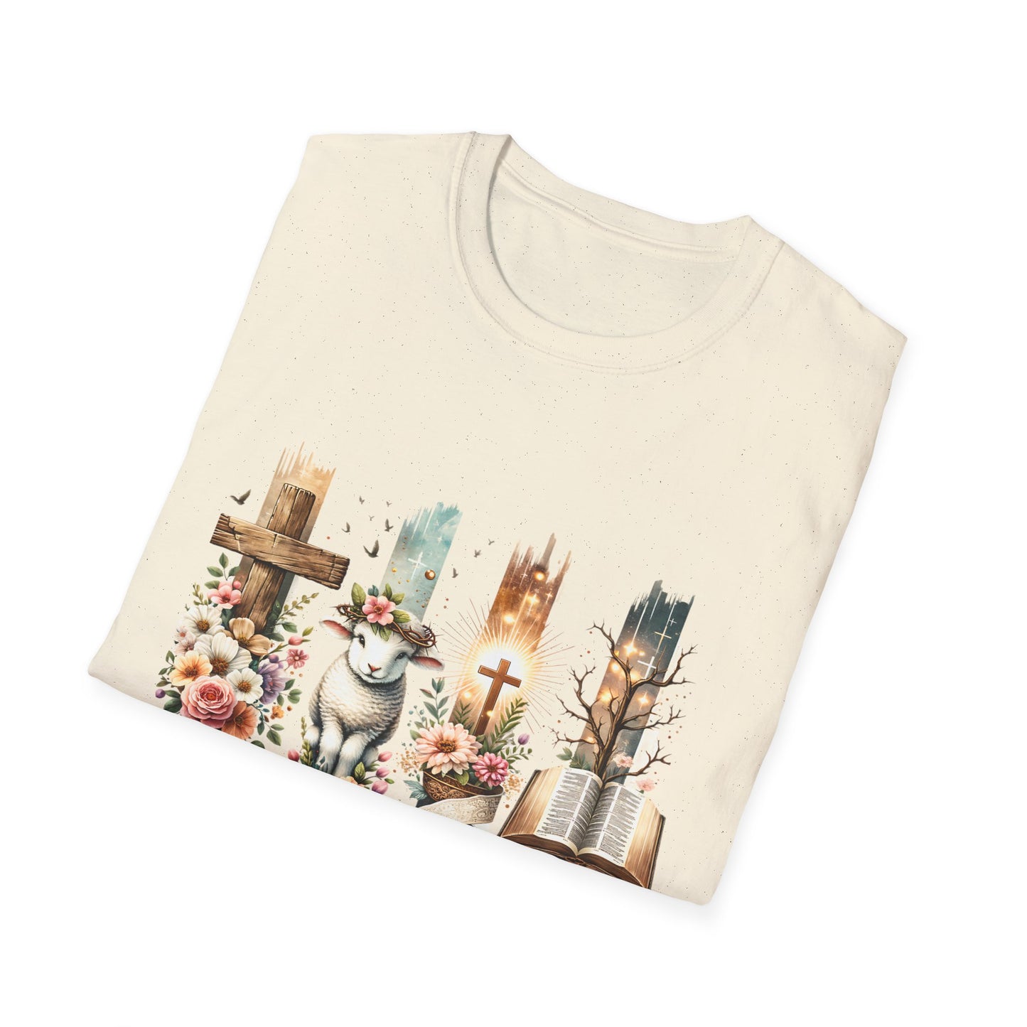 Jesus Paid It All Floral T-Shirt | Unisex Softstyle Tee for Faith Lovers
