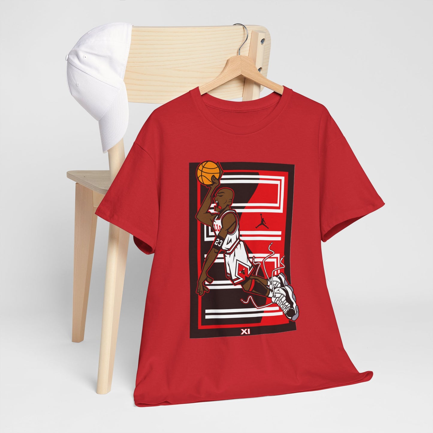 Jordan Flying Dunk Basketball Star Graphic Tee | Unisex Heavy Cotton T-Shirt