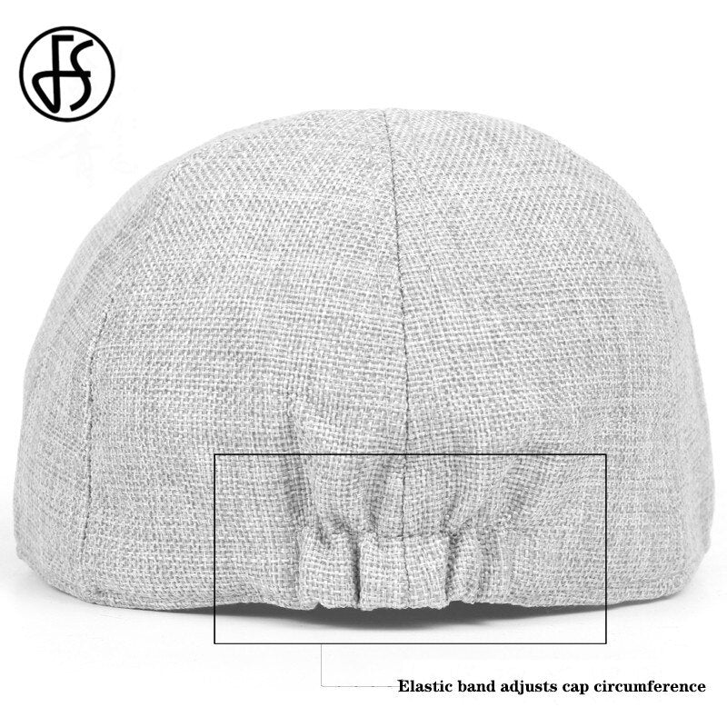 Women Men Linen Cotton Beret Caps Spring Winter Newsboy Flat Ivy Sun Hat Outdoor Casual Solid Color White Adjustable Berets