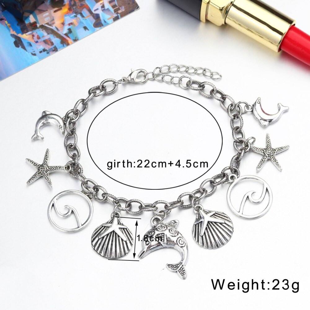 Bohemian Wave Shell Anklets For Women Handmade Chain Anklet Leg Bracelet Starfish Dolphins Pendant Beach Ocean Jewelry