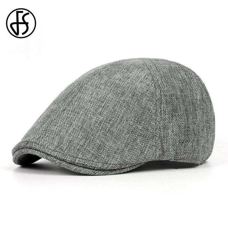 Women Men Linen Cotton Beret Caps Spring Winter Newsboy Flat Ivy Sun Hat Outdoor Casual Solid Color White Adjustable Berets