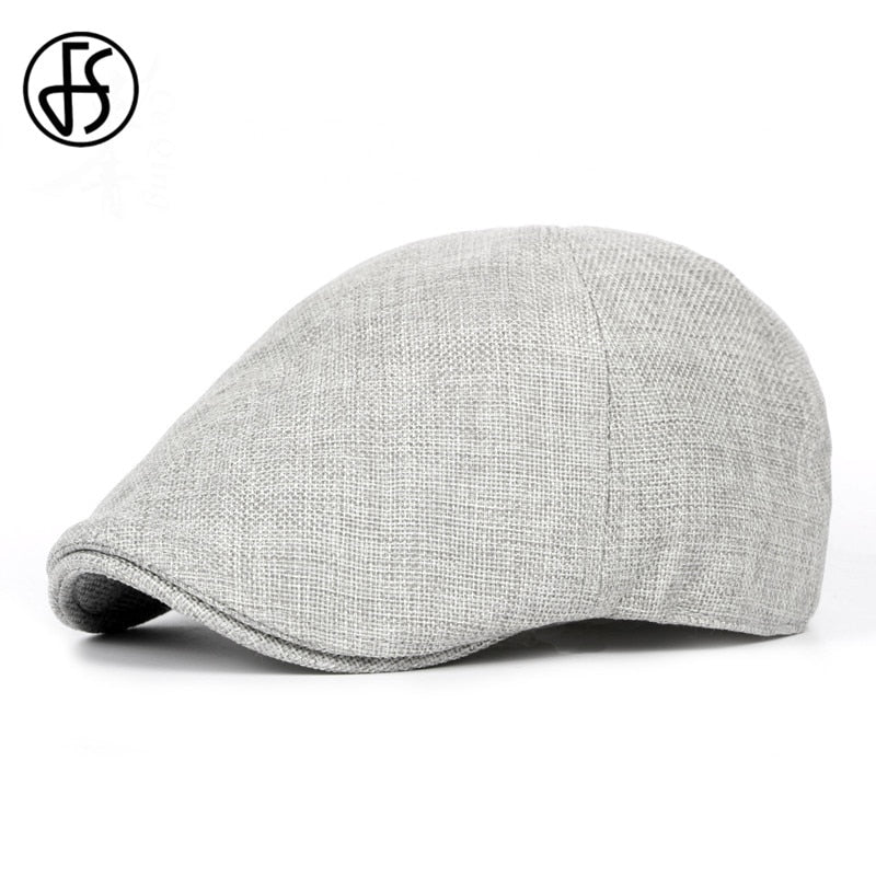 Women Men Linen Cotton Beret Caps Spring Winter Newsboy Flat Ivy Sun Hat Outdoor Casual Solid Color White Adjustable Berets