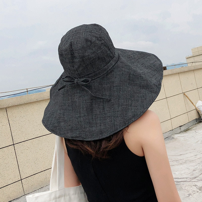 Women's Foldable Travel Packable Bucket Hat Japanese UV Sunscreen Cotton Summer Wide Brim Sun Hat Linen Beach Hat Fisherman Hat