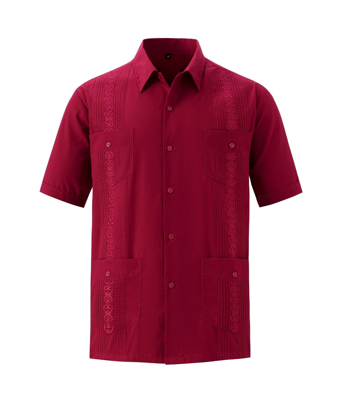 Men's Short Sleeve Embroidered Guayabera Shirt - Summer Must-Have, Premium Fabric, Embroidered, Breathable, Comfortable