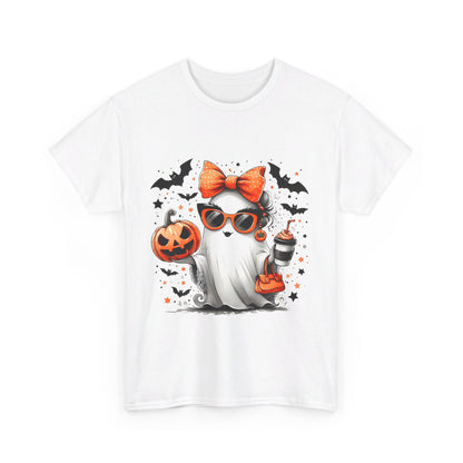 Halloween Cute Coffee Ghost Unisex Heavy Cotton Tee