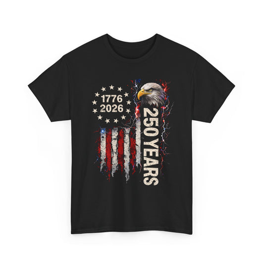250 Years USA Flag Eagle T‑Shirt — 1776-2026 Patriotic Anniversary Tee