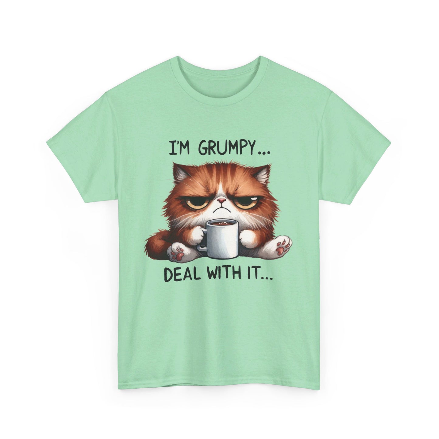 I'm Grumpy Deal With It Cat Unisex Heavy Cotton Tee