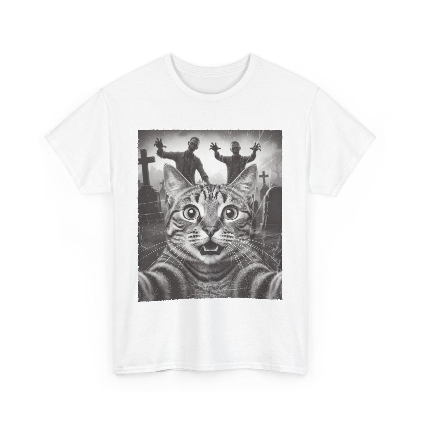 Spooky Cat Cemetery Graphic Tee, Unisex Halloween Shirt, Vintage Cat T-Shirt, Fun Cat Lovers Gift, Halloween Costume Top