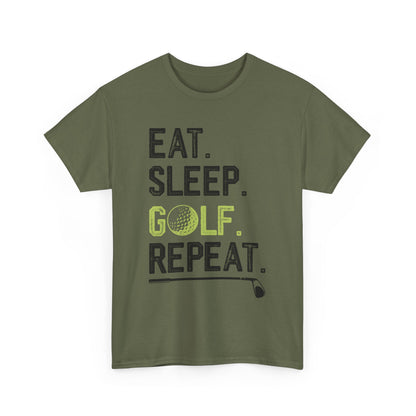 Eat Sleep Golf Repeat Unisex Heavy Cotton Tee - Perfect for Golf Lovers