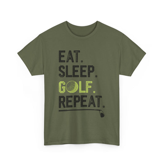 Eat Sleep Golf Repeat Unisex Heavy Cotton Tee - Perfect for Golf Lovers