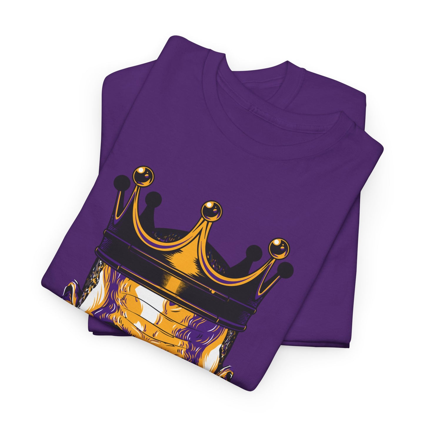 Lebron James Purple King Head Graphic Tee, Unisex Heavy Cotton Tee, Basketball Fan Shirt, Gift for Sports Lovers, Cool Casual Wear