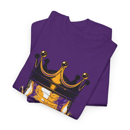 Lebron James Purple King Head Graphic Tee, Unisex Heavy Cotton Tee, Basketball Fan Shirt, Gift for Sports Lovers, Cool Casual Wear