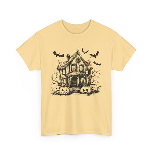 Vintage Spooky Halloween Haunted House Tee - Spooky Vibes for Fall, Unisex Cotton Tee, Halloween Costume, Pumpkin T-Shirt, Perfect for Trick or Treating