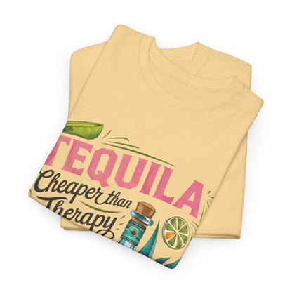 Tequila Cheaper Than Therapy Tee, Fun Party Shirt, Gift for Tequila Lovers, Unisex Cotton T-shirt, Summer Vibes Apparel, Casual Drinking Shirt