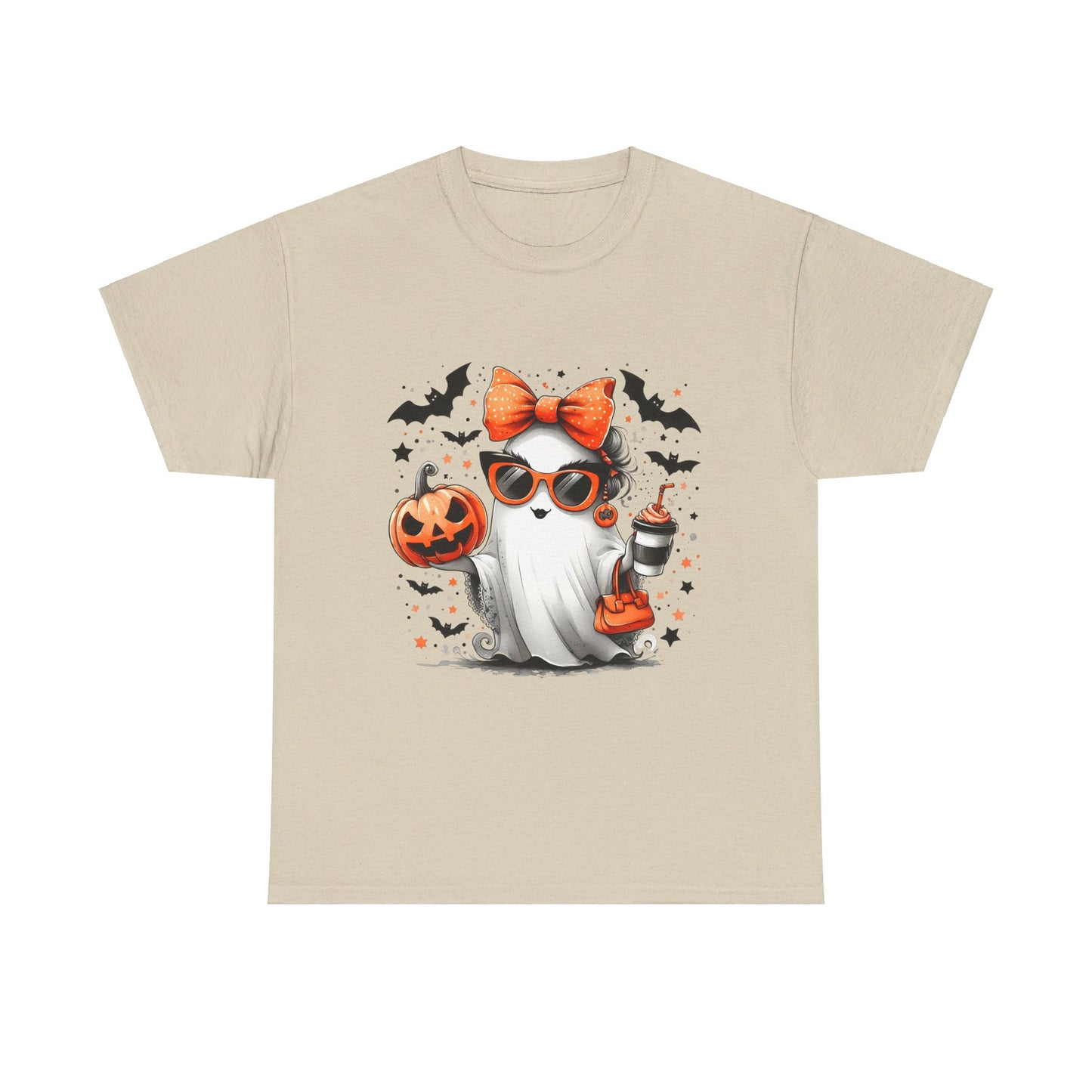 Halloween Cute Coffee Ghost Unisex Heavy Cotton Tee