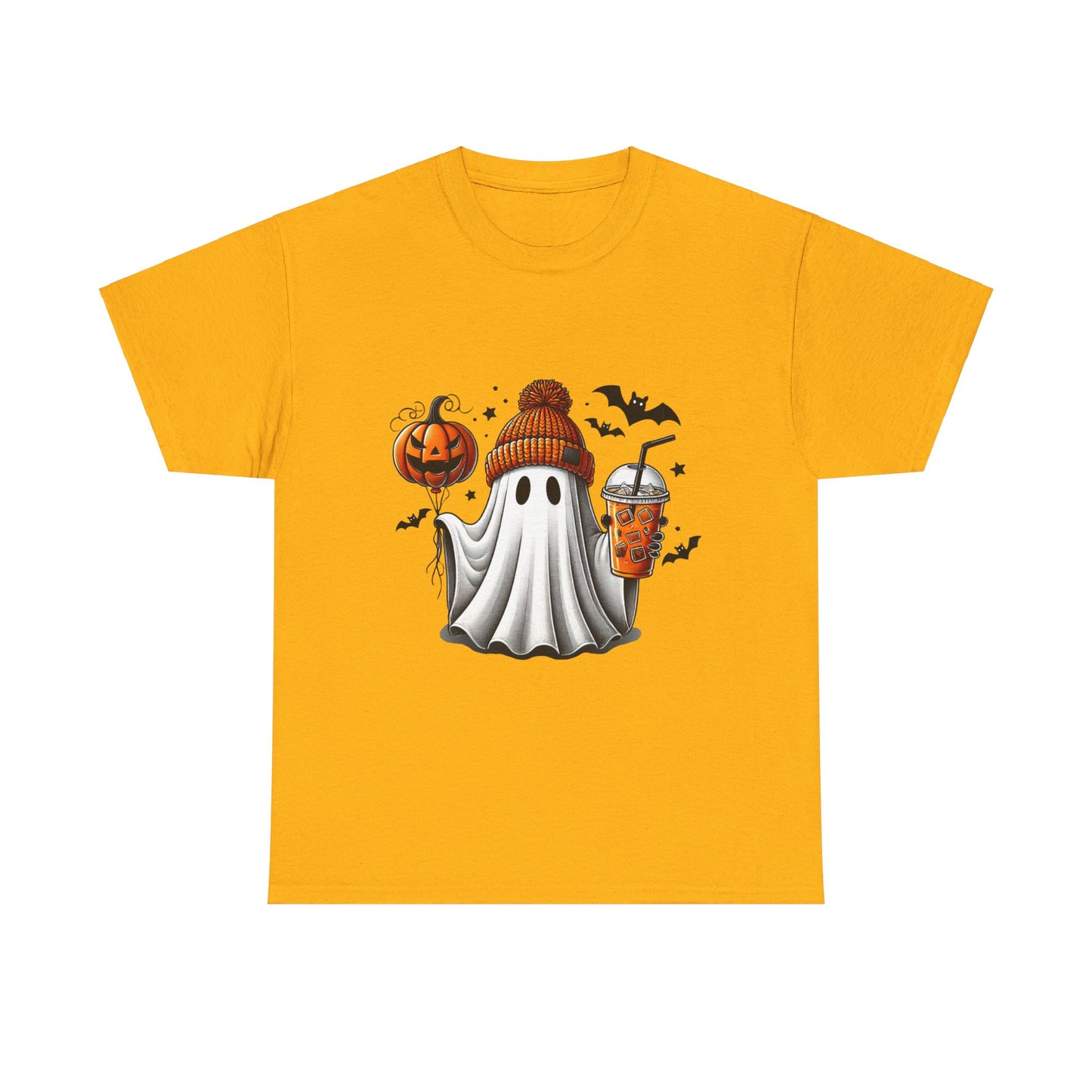 Halloween Coffee Ghost Unisex Heavy Cotton Tee