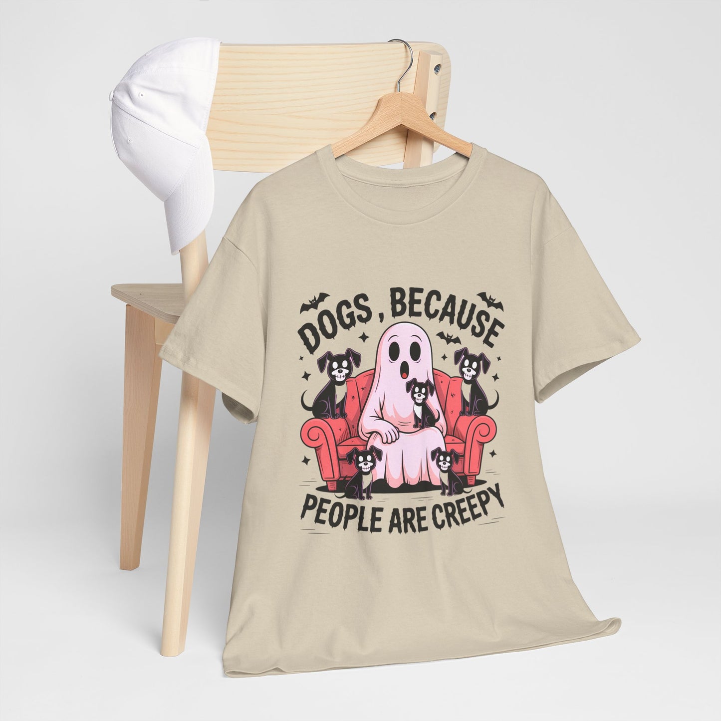 Dogs Because People Are Creepy Creepy Dogs T-Shirt, Funny Pet Lover Tee, Halloween Humor Shirt, Unisex Cotton Tee, Quirky Gift Idea for Dog Owners