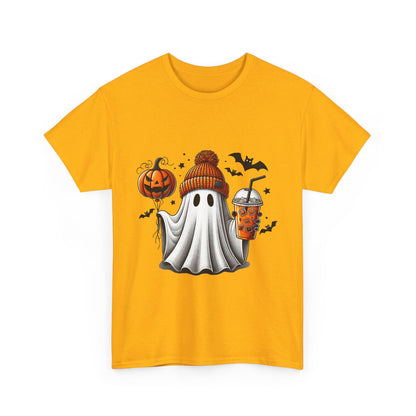 Halloween Coffee Ghost Unisex Heavy Cotton Tee