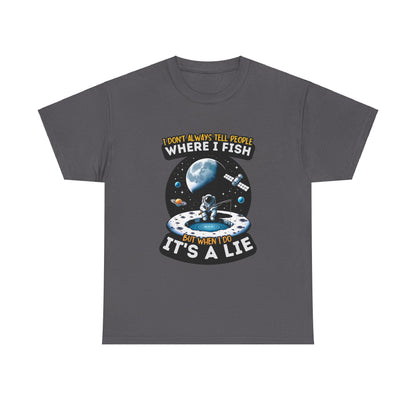 Where I Fish Its A Lie Unisex Heavy Cotton Tee