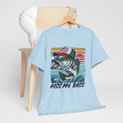 Kiss My Bass Fishing Tee - Unisex Heavy Cotton T-Shirt