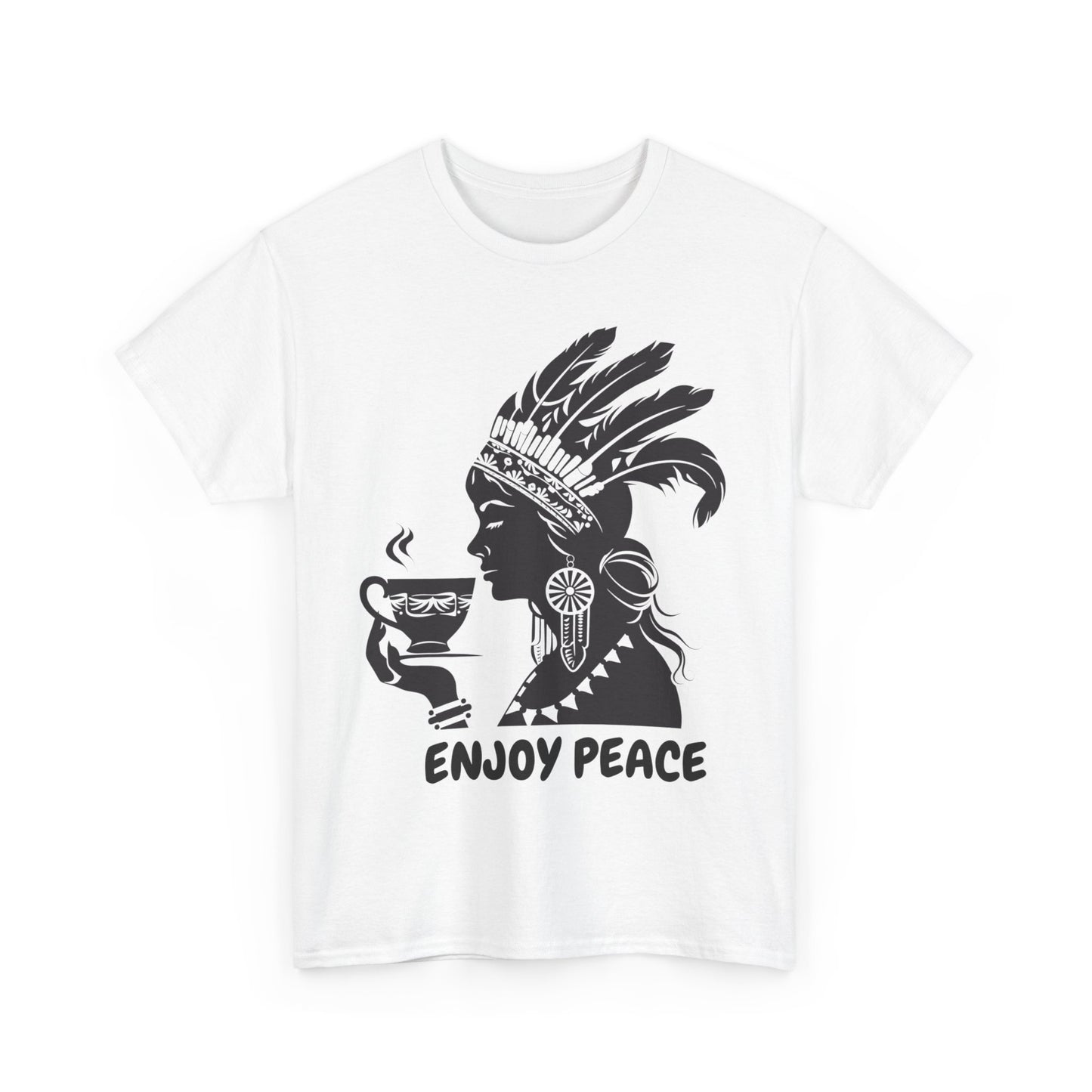 Enjoy Peace Coffee Indian Female Unisex Heavy Cotton Tee