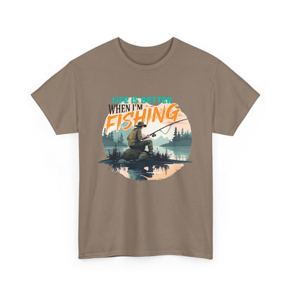 Life is Better Fishing T-Shirt - Unisex Heavy Cotton Tee for Fishing Lovers