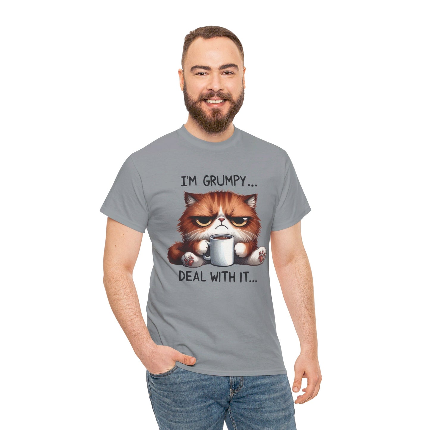 I'm Grumpy Deal With It Cat Unisex Heavy Cotton Tee