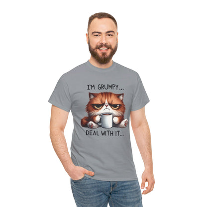 I'm Grumpy Deal With It Cat Unisex Heavy Cotton Tee