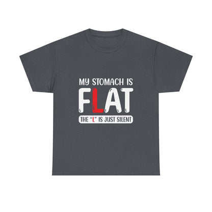 My Stomach Is Flat The "L" Is Silent Unisex Heavy Cotton Tee - Minimalist Red ‘L’ Design