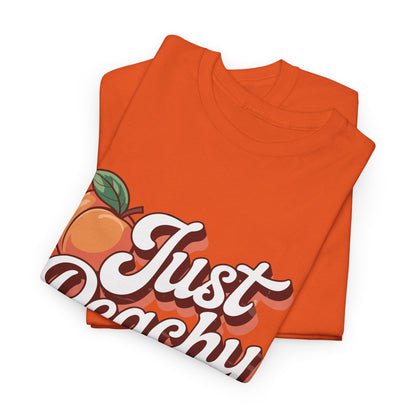 Just Peachy Vibes Unisex Cotton Tee - Perfect for Summer Days, Casual Wear, Gift for Friends, Relaxed Fit, Fun Graphic Tee