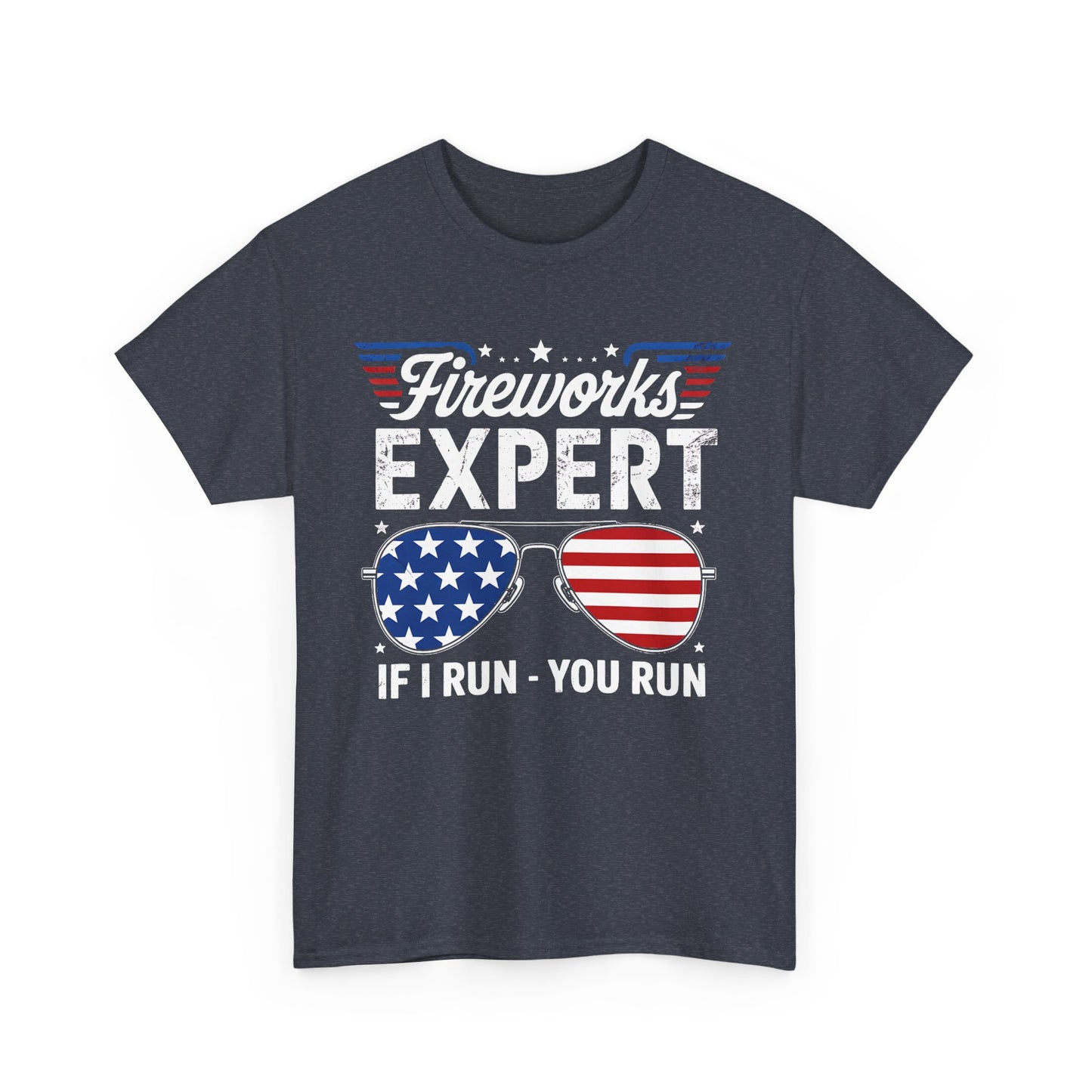 Fireworks Expert Unisex Heavy Cotton Tee, Patriotic July 4th Shirt, Summer BBQ T-shirt, Fun Independence Day Apparel, Casual Graphic Tee