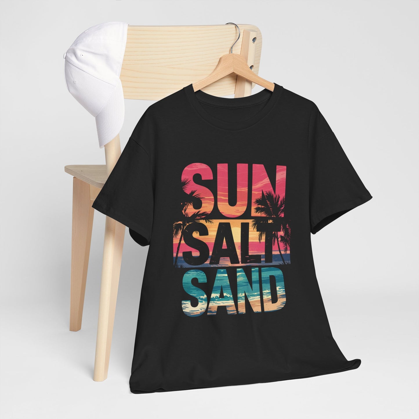 Sun Salt Sand Beach Vibes Unisex Heavy Cotton Tee, Summer T-Shirt, Gift for Beach Lovers, Vacation Apparel, Fun Beachwear