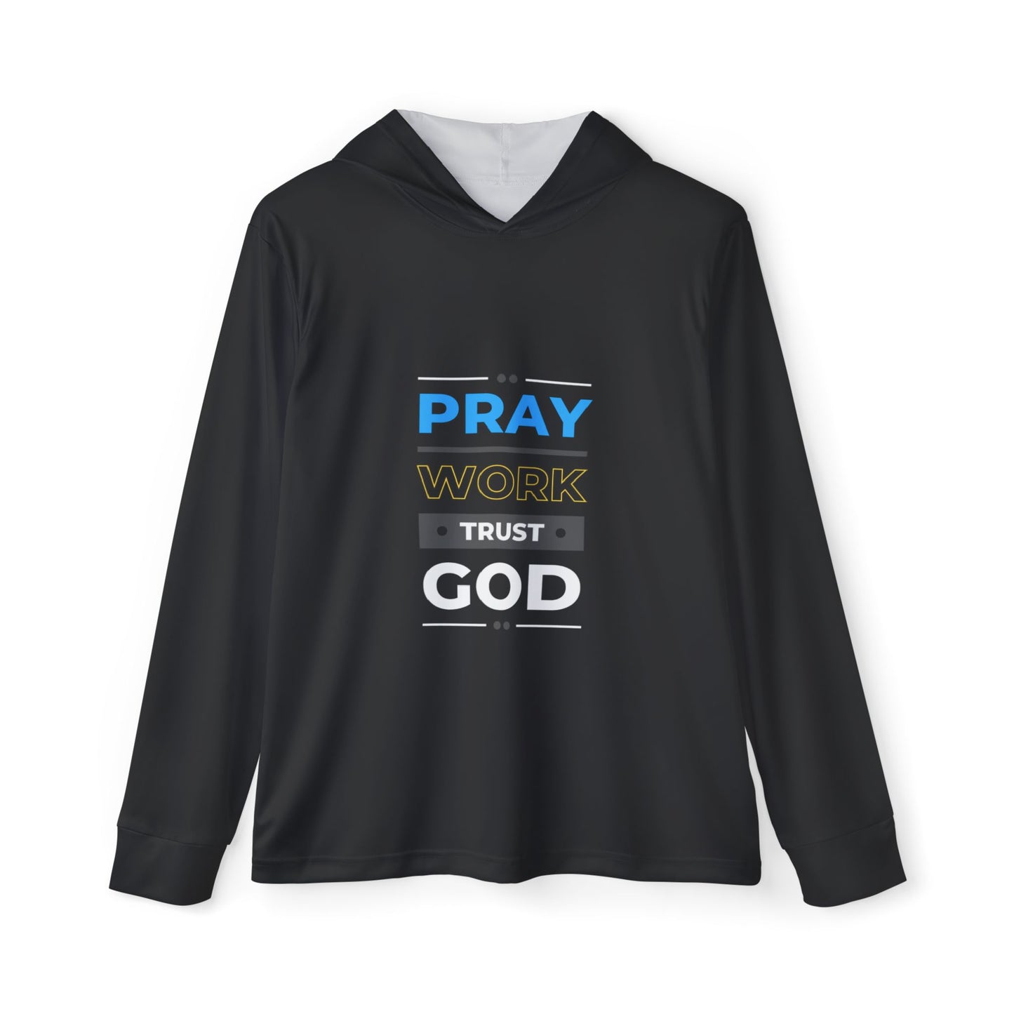 Sports Warmup Hoodie with Pray Work Trust God Design