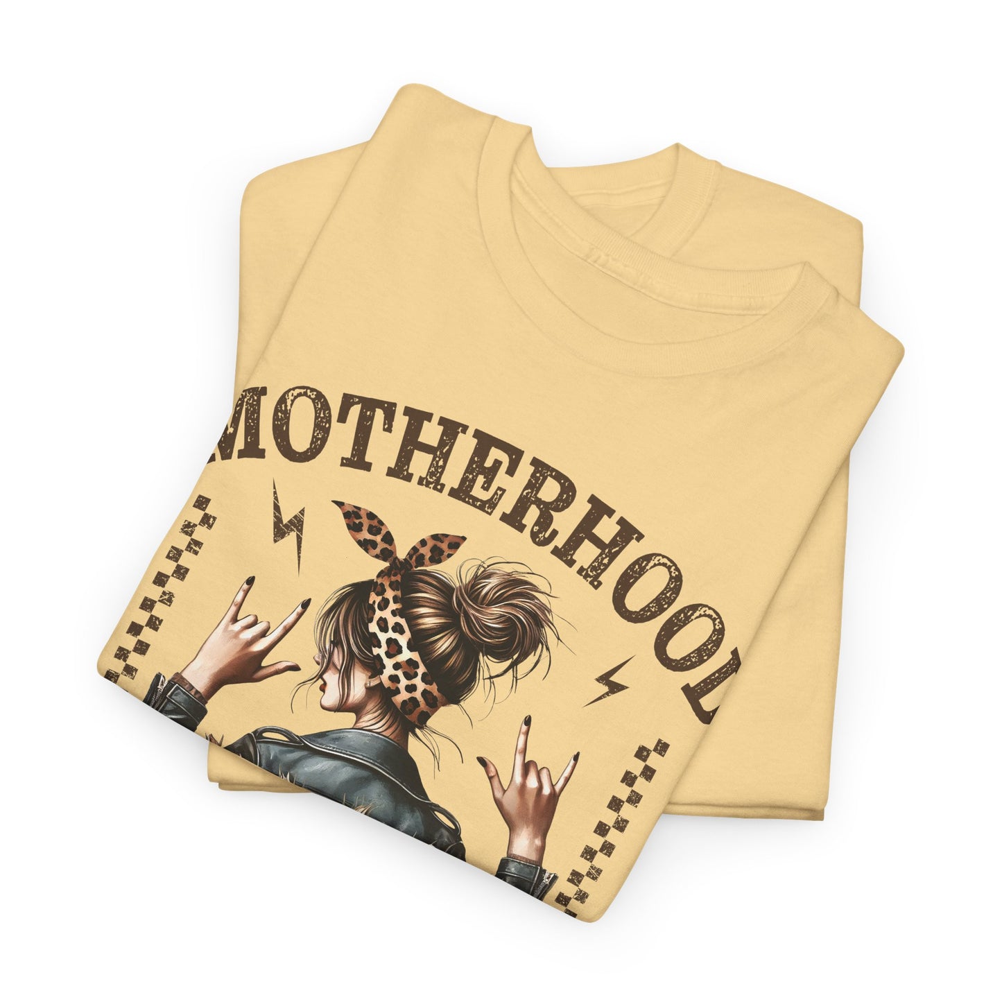 Motherhood Rocks Graphic Tee | Unisex Heavy Cotton T-Shirt for Moms | Fun Gift Idea