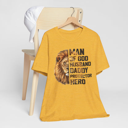 Man of God Inspirational Tee, Unisex Short Sleeve Shirt, Gift for Dads, Everyday Wear, Father's Day, Family Reunion T-Shirt