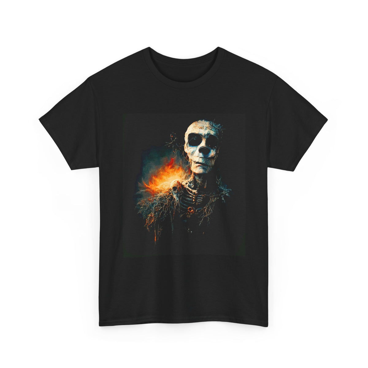 Skull Flame Graphic Tee — Dark Gothic Skeleton Art T-Shirt