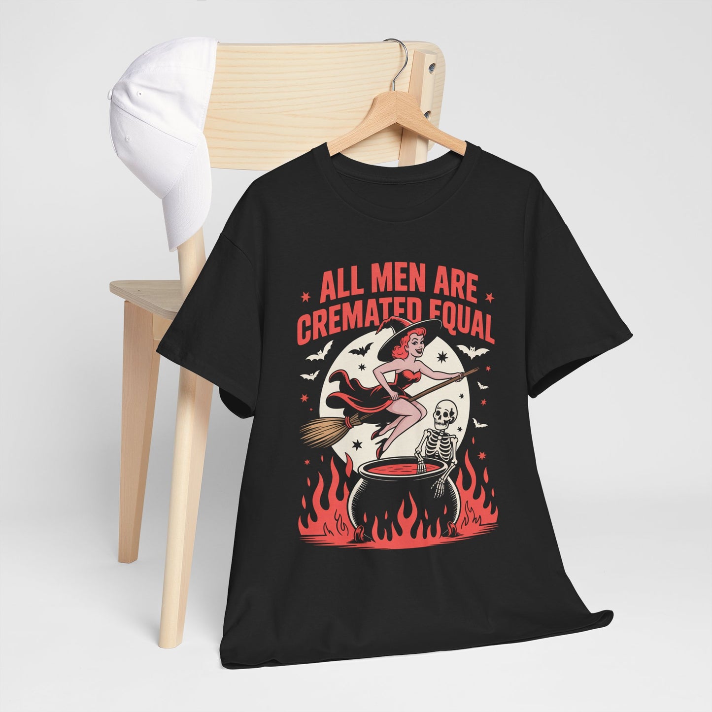 All Men Are Cremated Equal T-Shirt, Gothic Humor Unisex Tee, Funny Statement Shirt, Casual Graphic Tee for Halloween, Unique Gift Idea