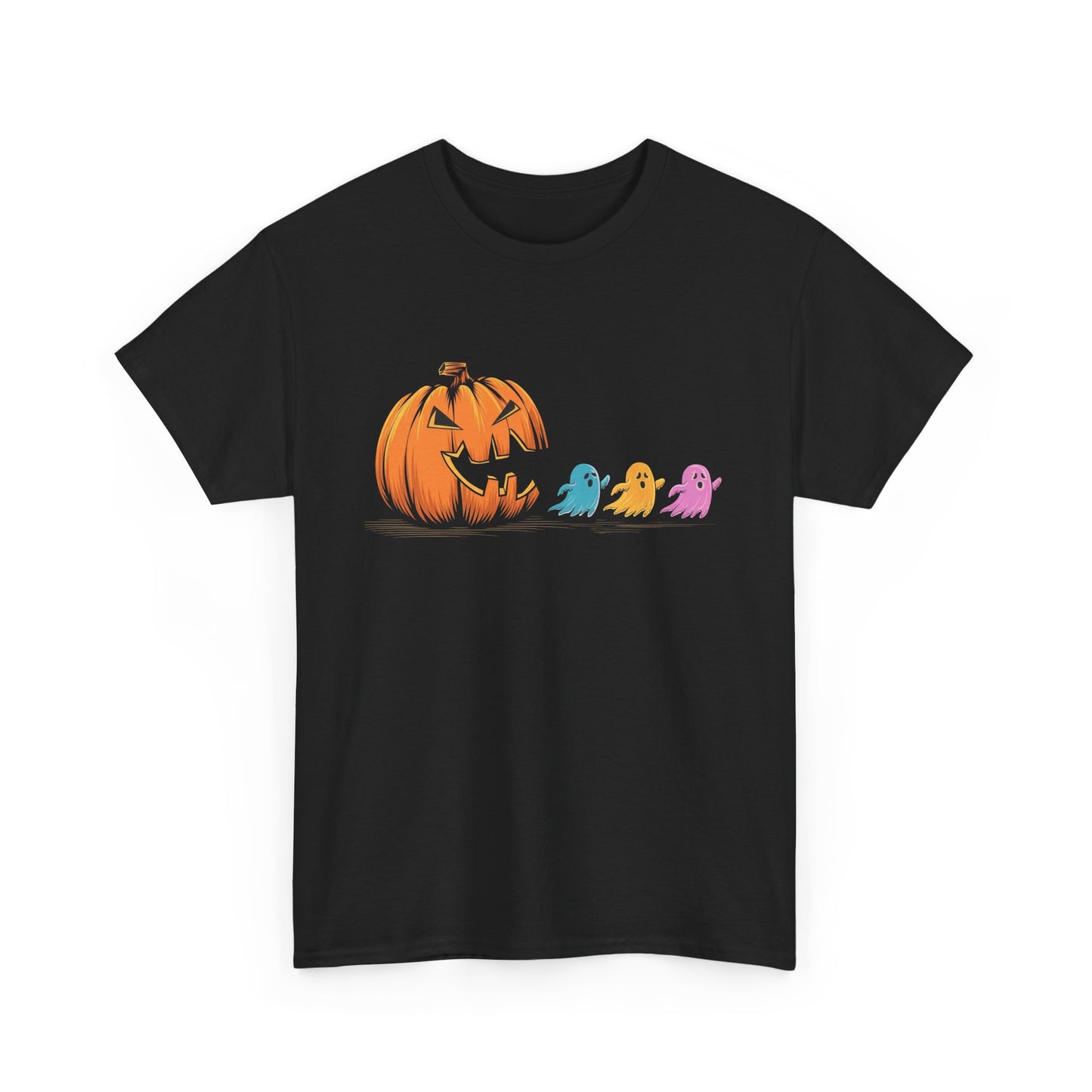 Pumpkin Pacman Halloween Pumpkin Ghost Tee, Spooky T-Shirt, Unisex Halloween Shirt, Fall Festival Apparel, Costume Party Top