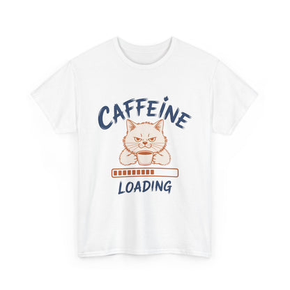 Caffeine Loading Cat T-Shirt — Funny Coffee Lover Tee