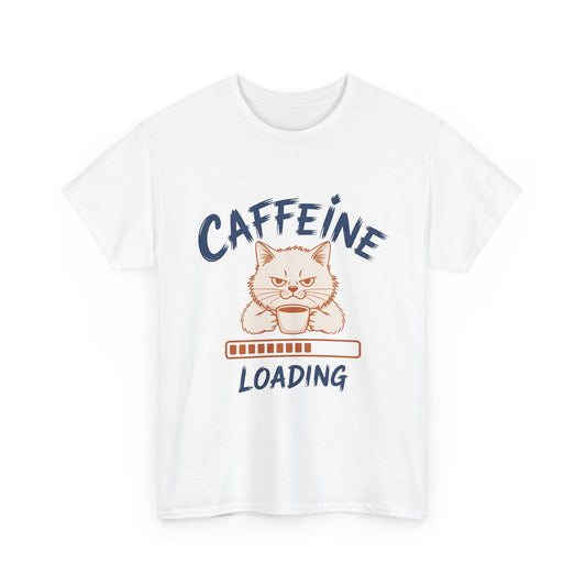 Caffeine Loading Cat T-Shirt — Funny Coffee Lover Tee
