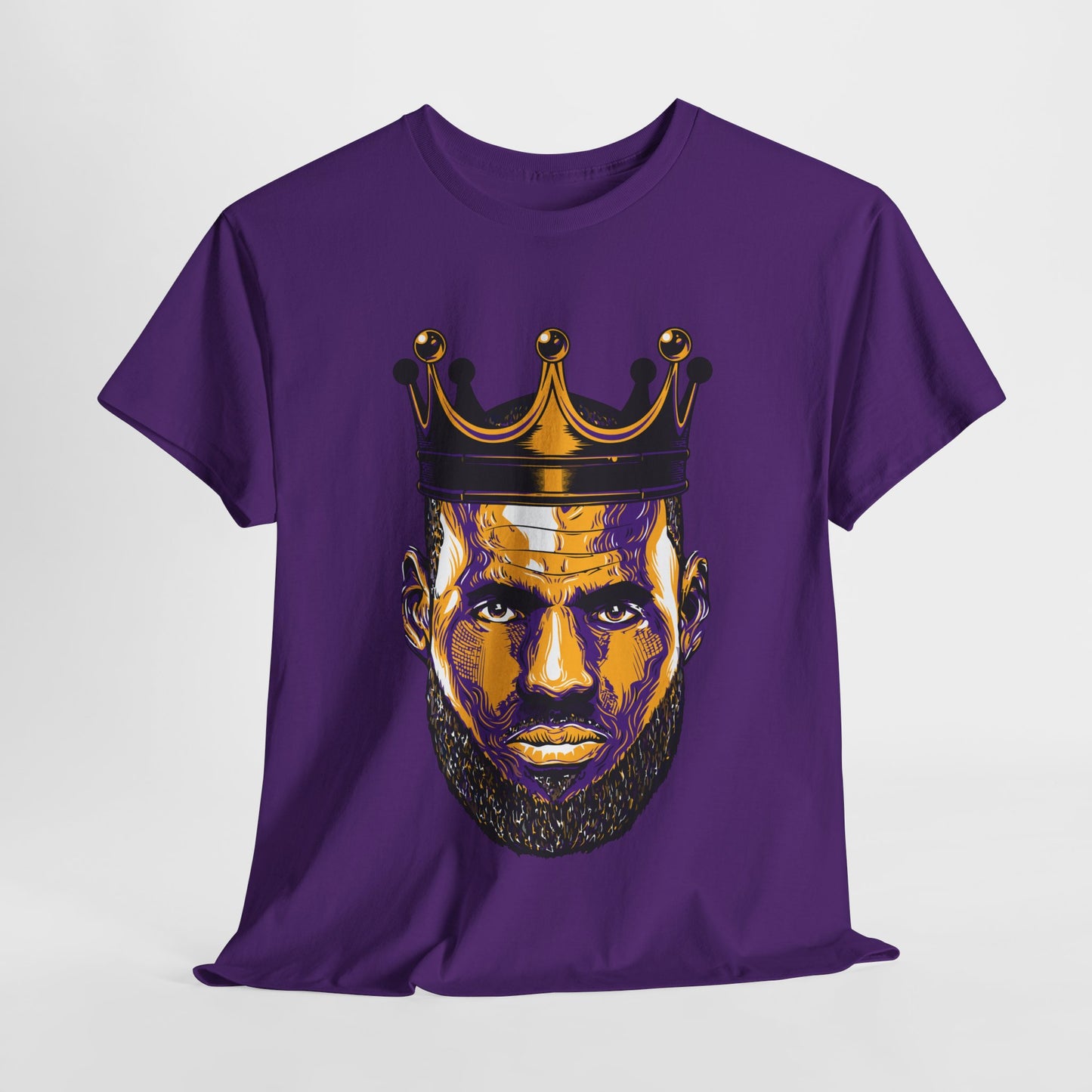 Lebron James Purple King Head Graphic Tee, Unisex Heavy Cotton Tee, Basketball Fan Shirt, Gift for Sports Lovers, Cool Casual Wear