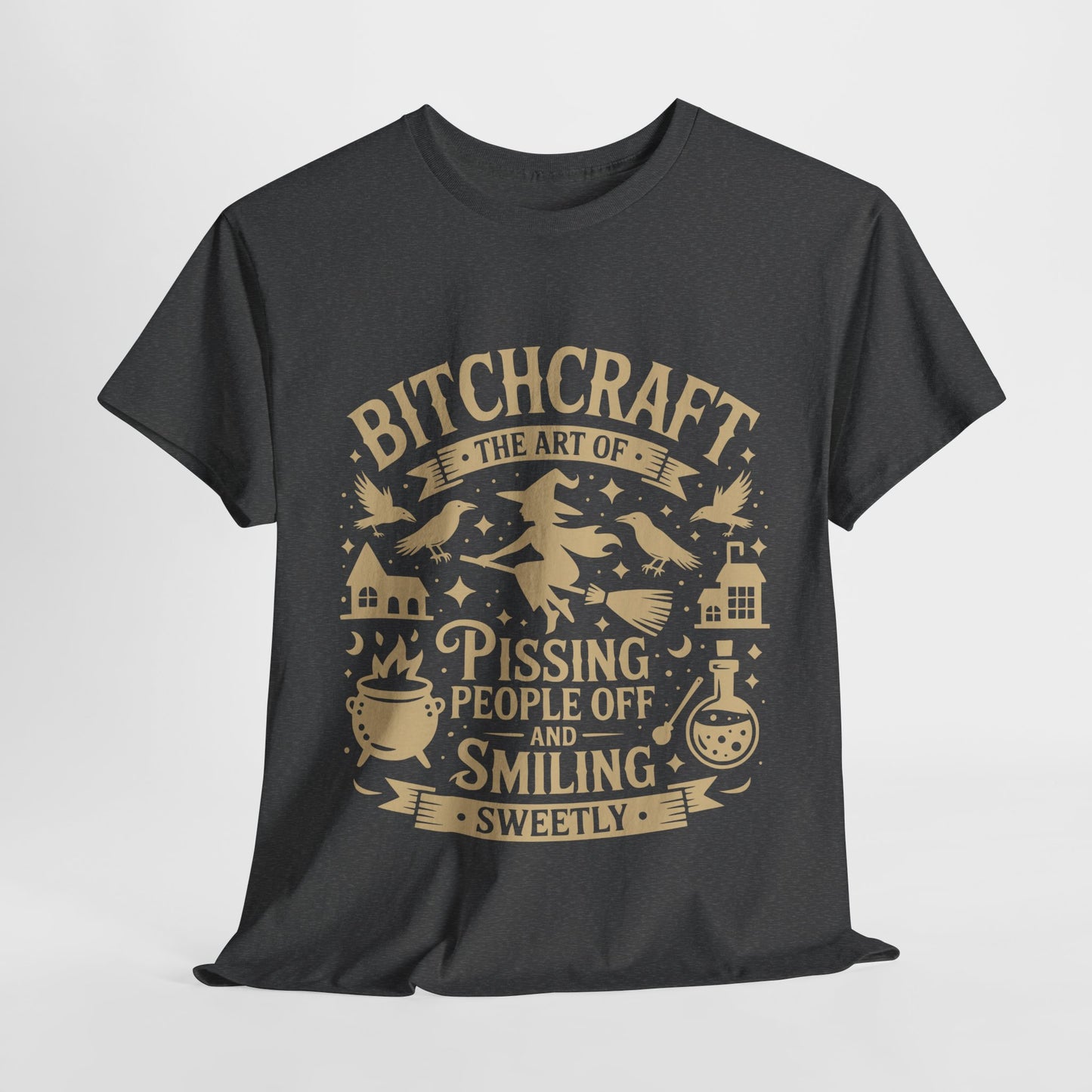 Bitchcraft Witchy Graphic Tee, Humor Shirt, Pagan Apparel, Unisex Cotton Top, Gift for Witches, Halloween T-Shirt, Magickal Wear